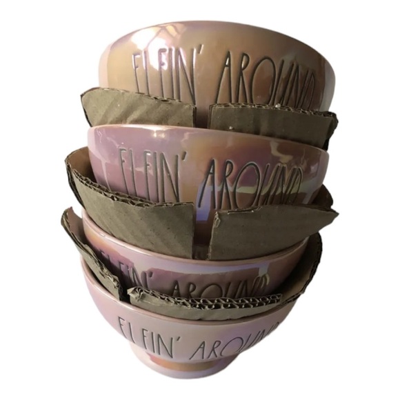 Rae Dunn Ceramic Set of 4 Pink Glazed "Elfin Around" Bowls-New Christmas - Picture 6 of 6